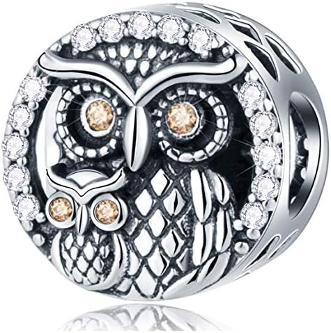 Always by Your Side Owl Family Charms, fits Pandora Mothers Day Bracelet-Mom/Child Animal Bird Beads in 925 Sterling Silver, Gift for Baby/Grandma/Christmas/Halloween