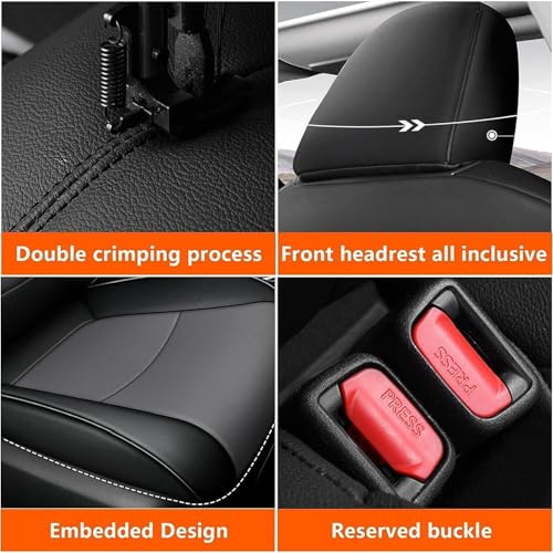 Image of AOMSAZTO Custom Fit for Toyota Corolla Cross Hybrid 2023 2024 2025 Faux Leather Car Seat Covers Full Set Compatible Airbag Corolla Cross Hybrid S,SE,XSE Seat Protector Sedan Black+Grey