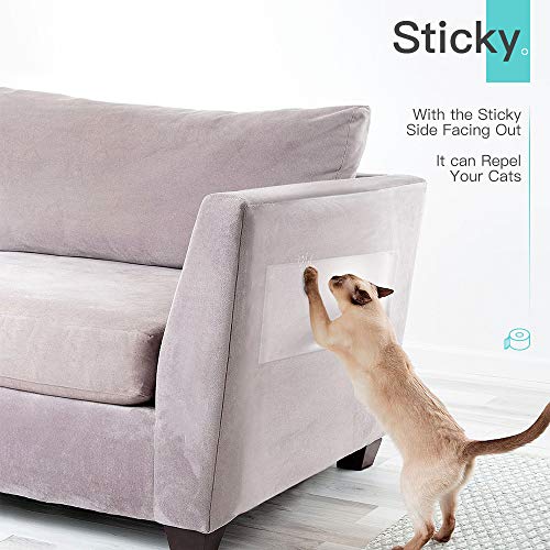 PUPMATE 4.5 Inches Anti-Scratch Cat Training Tape, Double-Sided Cat Sticky Tape Protects Furniture, Couch, Door & Carpet,100% Clear Cat Scratch Deterrent, 20 Yards - Thumbnail 3