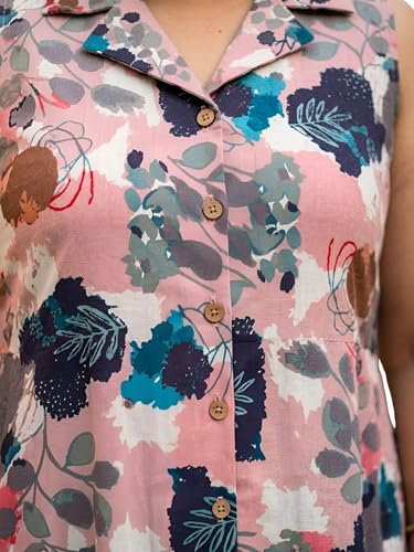Image of Indietoga Women Plus Size Floral Print Cotton Midi A-line Dress (XL to 7XL)