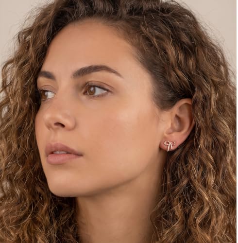 Image of Reffeer Solid 925 Sterling Silver Bow Clip On Earrings Ribbon for Women Bowknot Cuff Earrings Non Pierced Wrap Earrings