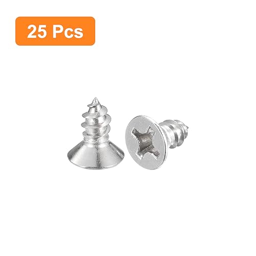 Miniatura 8 de uxcell Tornillos de chapa de cabeza plana #10x34", 50 tornillos de madera Phillips Drive Tornillos de acero inoxidable 304 Autoperforantes