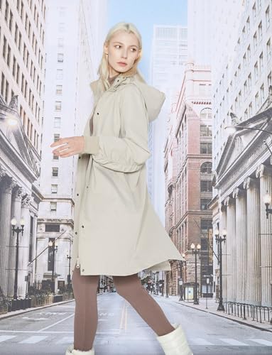 Orolay Women's Casual Hooded Raincoat Spring Light Jacket Zip Up Long Overcoat Warm Windbreaker with Belt2