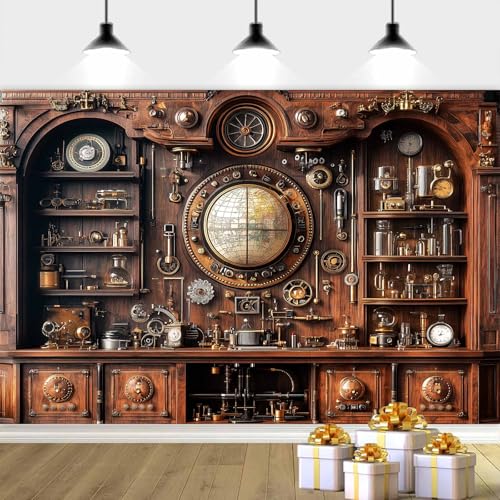 Fondo Fotográfico Vintage Steampunk 10x8ft Abstracto miniatura 3