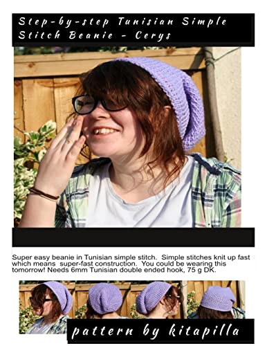 Step-by-Step Tunisian Simple Stitch Beanie - Cerys: A simple step-by-step Tunisian Crochet pattern in double knitting yarn (light worsted) for a ... guide you through the pattern. (Knitapilla)