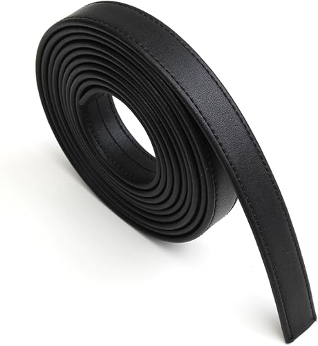 lalatia Correas de cuero sintético cosidas para manualidades, tiras de cuero con costuras de 0.6 pulgadas de ancho, 2 yardas de largo, color negro