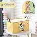 Sea Team Adorable Print & Dopamine Color Canvas Storage Basket with Drawstring, Rectangle Collapsible Laundry Hamper with PU Leather Handles for Kids Room, Shelf, Closet