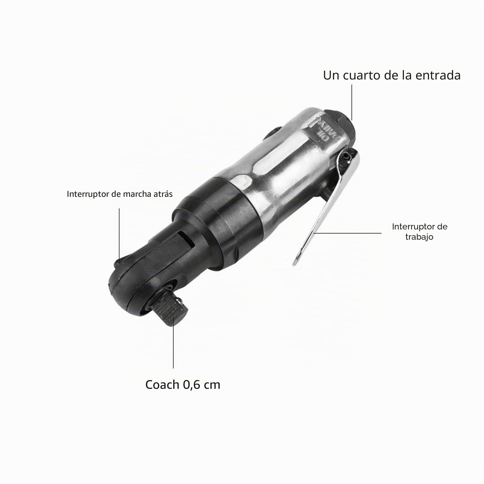 Artillery Llave de Carraca Neumática, Mini Llave de Trinquete Neumática con Accionamiento Cuadrado, Herramienta Profesional para Instalaciones Industriales (1/4")