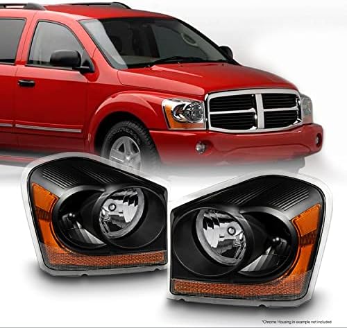 AKKON - For Dodge Durango OE Replacement Black Bezel Headlights Driver/Passenger Head Lamps Pair New