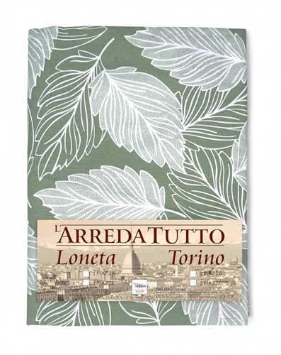 Telo Arredo Copritutto Foglie Verde – Gran Foulard Multiuso in Cotone – Copriletto, Copridivano – Made in Italy - 1 PIAZZA