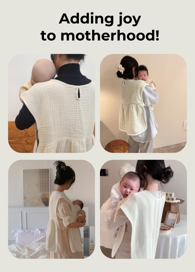 Wearable Burp Cloth for Parents – Premium Cotton, Breastfeeding-Friendly, Newborn Softness, Comportable Apron, Made in Korea (Signature)3