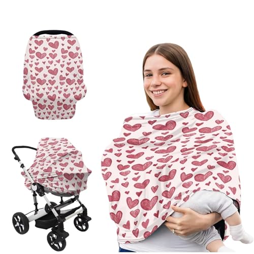 Pwoqzuy Car Seat Cover Baby Winter Heart Nursing Cover Soft