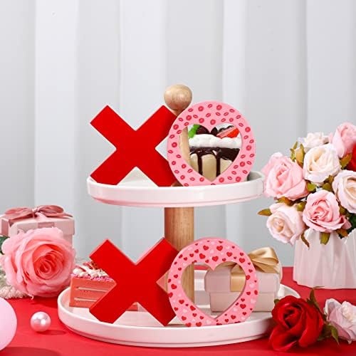 6 Pcs Valentines Day Decor Glitter Heart Shaped XOXO Decor