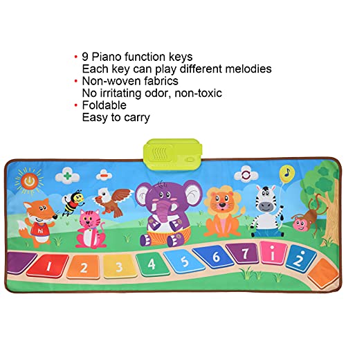 Tapete de música para bebês, tapete musical não tóxico de 9 teclas, sem odor irritante, dobrável par