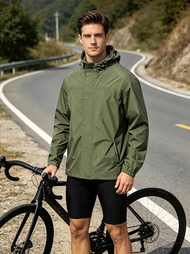 Image of UIQUR Mens Lightweight Rain Jacket Waterproof Windbreaker Packable Rain Coat with Hood for Golf Running Hiking Travel