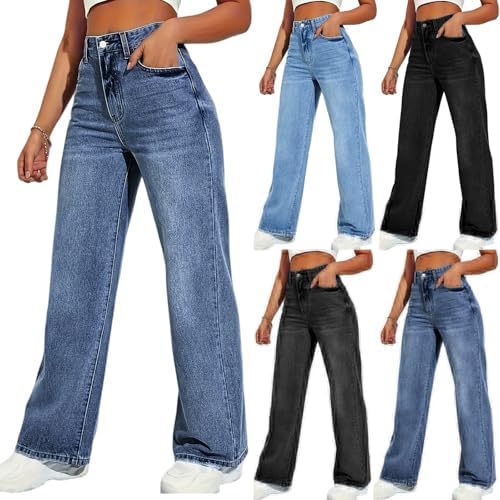 Wide Leg Jeans Woman High Waisted Baggy Jeans Casual Straight Leg Boyfriend Jean Tummy Contro Trouser Jean
