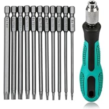 12PCS 75mm Torx Security Head Screwdriver Drill Set 1/4 Inch Hex Shank T6 T7 T8 T9 T10 T15 T20 T25 T27 T30 T40 with Non-Slip Screwdriver Bit Handle