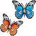 2 Stücke Outdoor Große Metall Schmetterling Garten Dekorationen Outdoor Wandkunst Metall Schmetterling für Outdoor Zäune Schuppen Wände, 27 x 22 cm (Blau und Gelb)