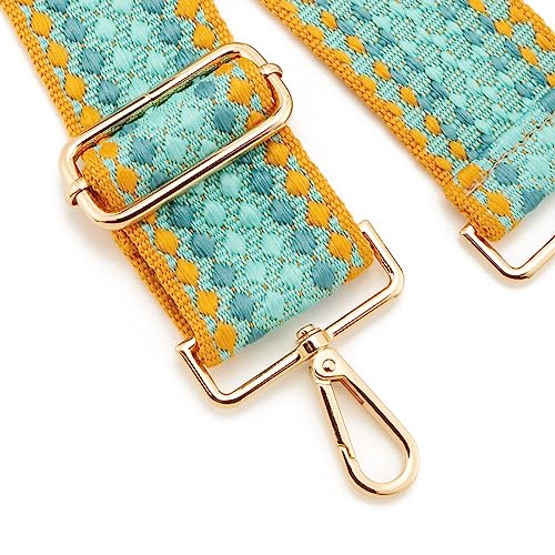 Image of Wide Shoulder Strap Adjustable Replacement Belt Guitar Style Crossbody Bag Handbag Strap Multicolor Canvas Straps(Wide:2in)(Color33)