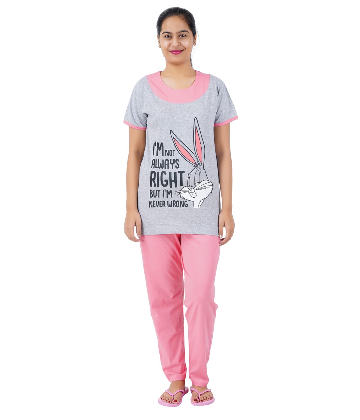 gokul fashion Women Printed Ladies Pyjama Set| Half Sleeve Printed Fancy Top and Pyjama| Relaxed wear | Under 500-picture-12