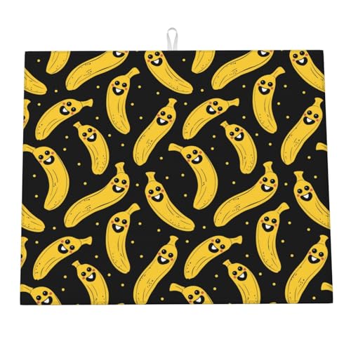 Tappetino Scolastoviglie Cartoon Banana Tappetini Bancone Cucina Poliestere Tappetino Scolatutto Per Tavoli Lavandini Scolapiatti 46X61Cm