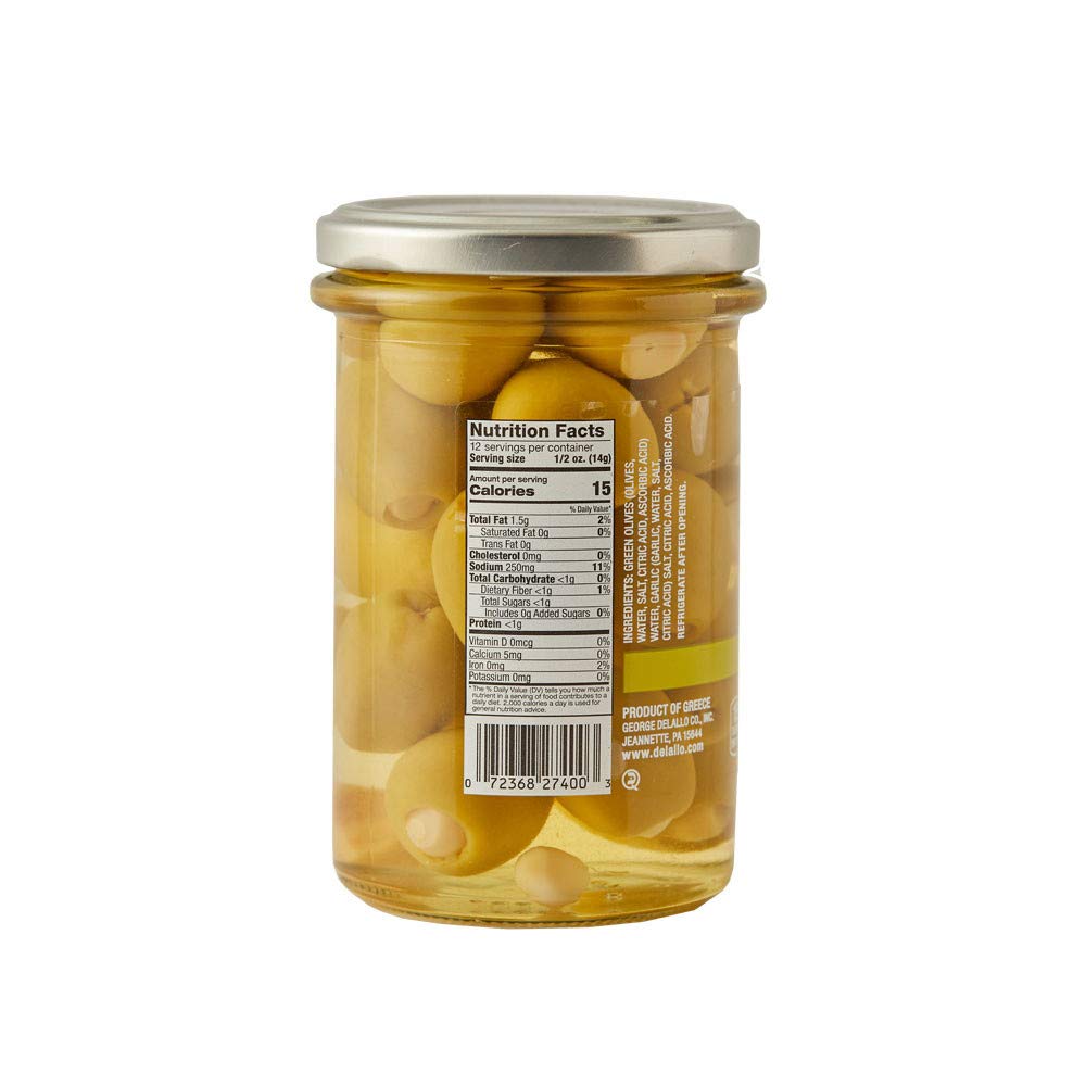 DeLallo Garlic Stuffed Olives in Jar (pack of 6)