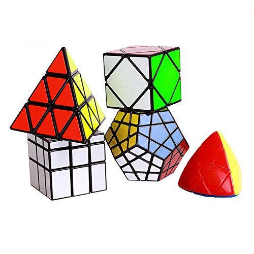 Wings of wind - Cube magique de Cubes irréguliers, Skewb lisse, Megaminx, Pyraminx, Miroir d'argent, Cubes Puzzle Mastermorphix (paquet de 5)