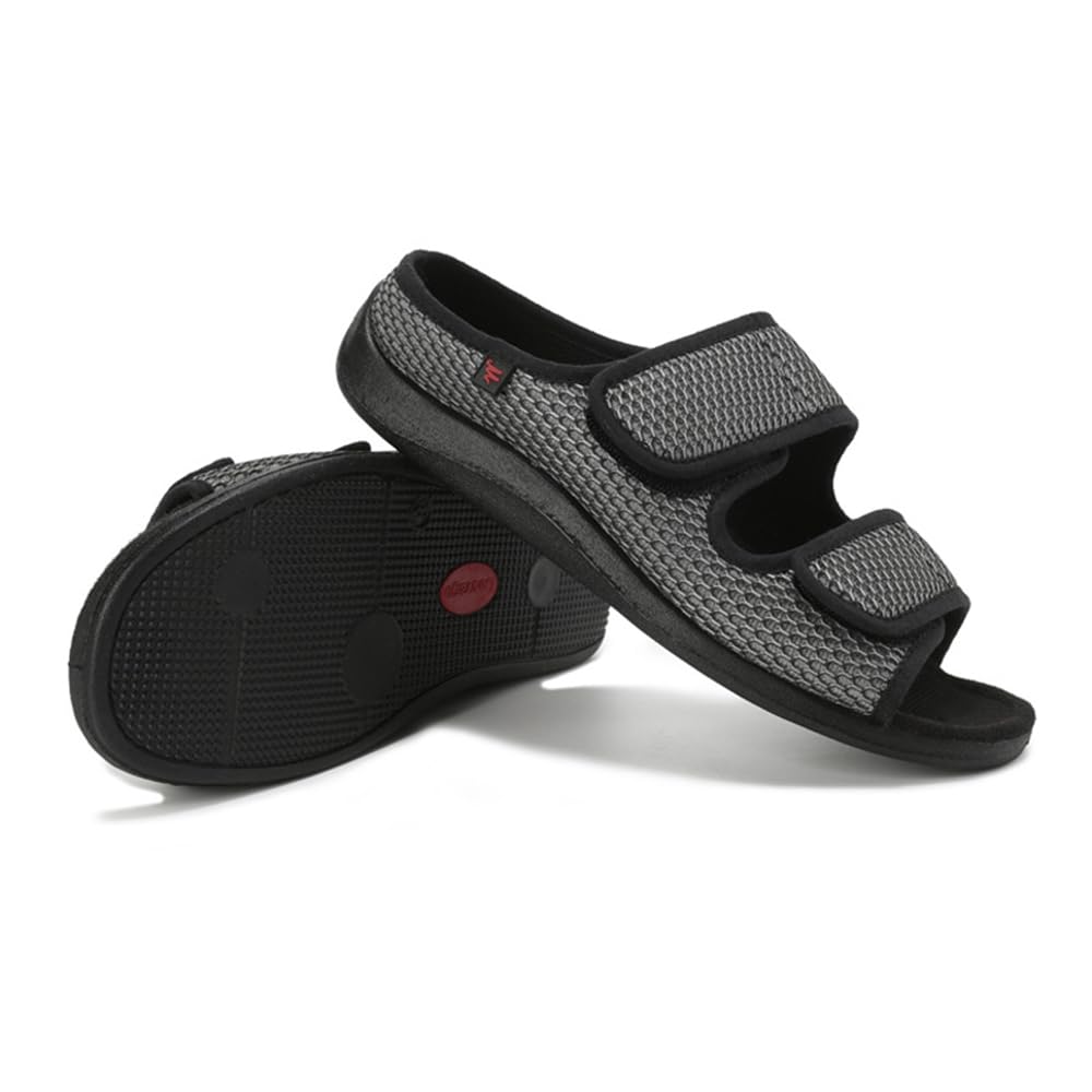 IBLUELOVER Chaussons Diabétiques Hommes Femme Sandale de Rééducation Orthopédique Pantoufle Santé pour Âgées Pieds Enflé Gonflée Chaussures de Marche Réglable Scratch Sandale Eté Antidérapante