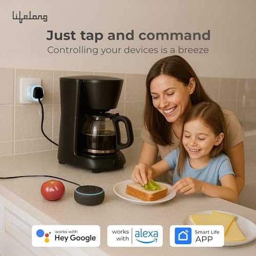 Image of Lifelong Electronics 10A WiFi Smart Power Plug for Home Automation | With App Control, Timer, Voice Control, Scheduling | Smart Plugs Gadget | Electrical Switch Socket | Compatible with Alexa & Google