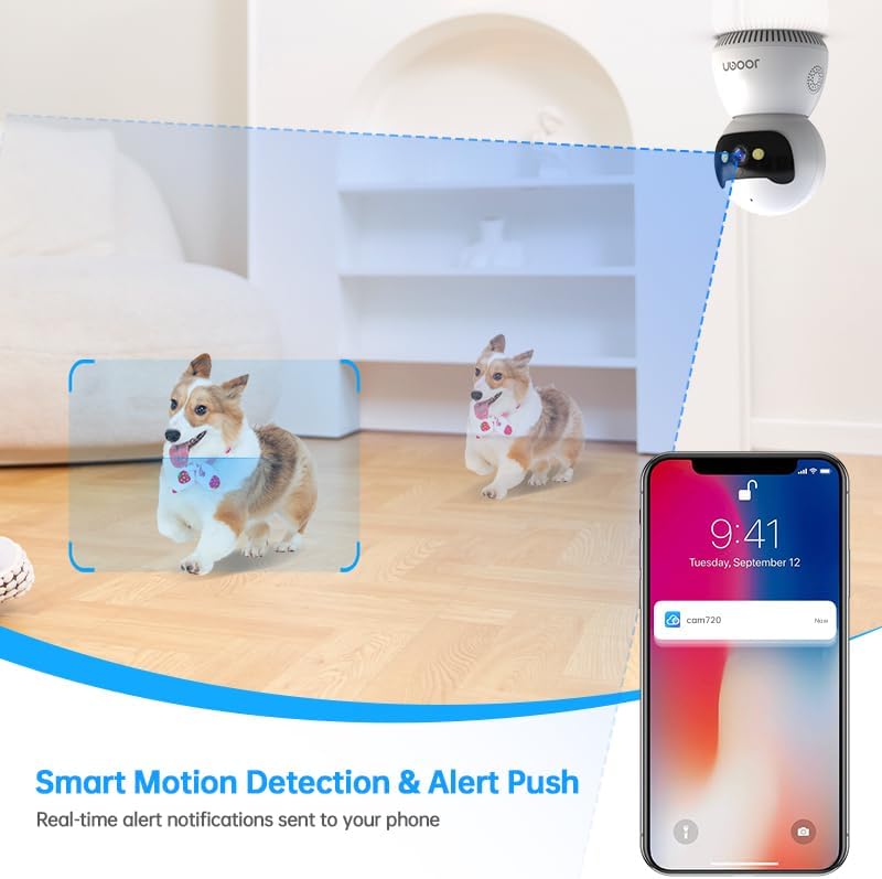 Miniatura 4 de JOOAN Cámara de seguridad 5MP 5G para interiores, doble banda 52.4GHz Cámara de seguridad enchufable con almacenamiento en la nube y tarjeta SD,