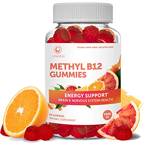 Vitamin B12 Gummies for Adults - Methyl B12 3000 mcg Organic Gummy Non-GMO Vegan Paleo No Corn Syrup All Natural Vitamins for Energy Support and Bone Health 30 Day Supply