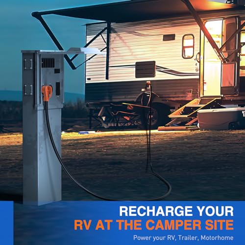 Image of Nilight 50 Amp 25FT Generator Extension Cord 250V 12500Watt Heavy Duty 6 /3+8 /1 Gauge Pure Copper STW Wire UL Listed 4 Prong 14-50P SS2-50R&CS6364 Twist Lock for RV Camper Outdoor Use