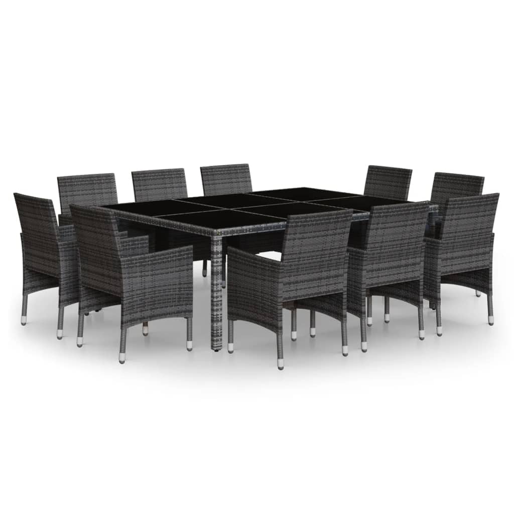 Gartenmöbel Set 10 Stühle mit Tisch Terrassenmöbel Außen Sitzgruppe Outdoor 10 Personen Gartengarnitur Wetterfest Garten Essgruppe Rattan Grau-J79
