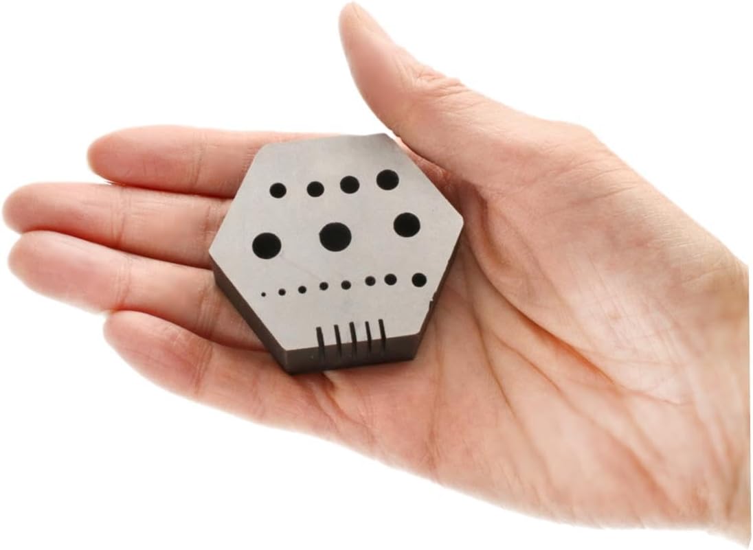 The Beadsmith Hex Anvil – 2” Hexagonal Steel Base – Includes 15 Holes 3/64” x 1/4” (1.2mm-6.4mm) and 5 Slots – Used for Riveting, Drilling & Staking – Professional Metalsmithing & Jewelers Tool image 4