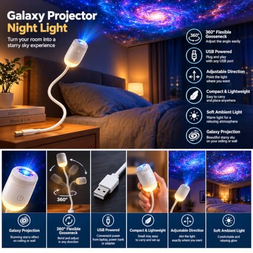 MITVISH ENTERPRISE MITVISH 2-in-1 Galaxy Projector Night Light with 6 - Image 5