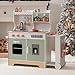 ROBUD Wooden Play Kitchen Set for Kids Toddlers, Pretend Kitchen Playset with BBQ Grill, Ice Maker, Coffee Machine, and Accessories, Toy Kitchen Gift with Lights & Sounds for Girls & Boys, Age 3+