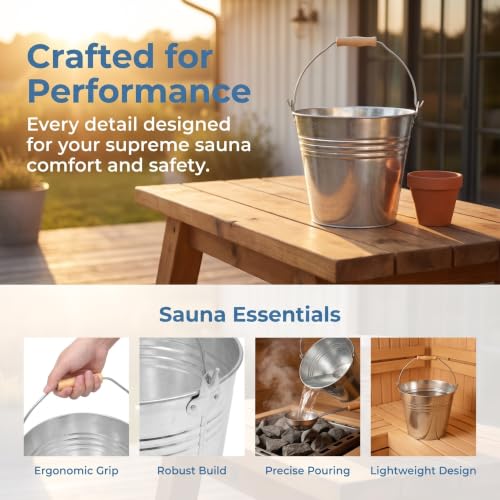 Cubo de hierro para agua de sauna Healeved de 31,5 cm contra quemaduras 4