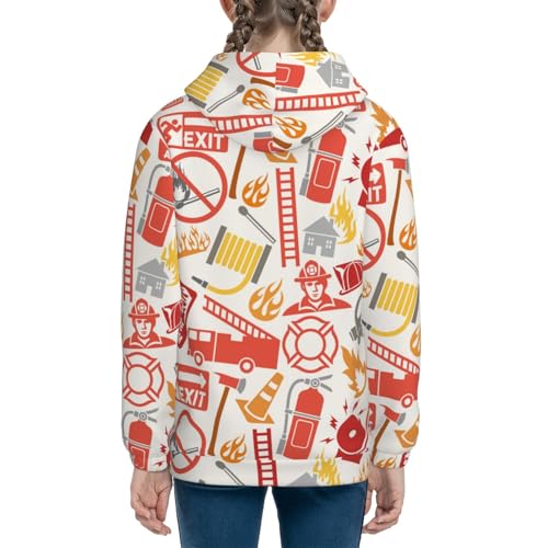 Firefighter Icons Kids Pullover Hoodies Boys Sweatshirts Girls Athletic Clothes with Pocket4