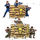 SINCOLINE - 2 Pack Set - Portable Barrier Battle Zone Bunker Fort Combat Battle Shield, Compatible with Nerf, Laser tag, Water Gun, Dart Gun, Perfect for Battlefield and Birthday Activities