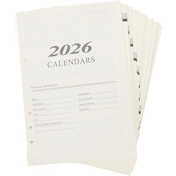 2026 Weekly Planner Insert A5 6 Holes Refillable Planner Pages for Flexible Daily Planner Filler Bag Notepad Empty Notebooks Office N-otizpad Planning N-otizpad