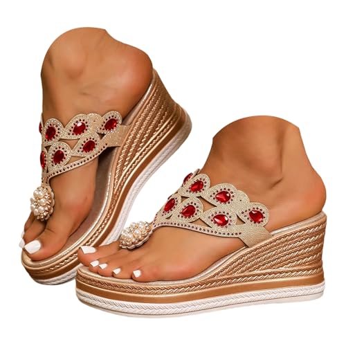 Sandales femme été compensées à strass et bride unique