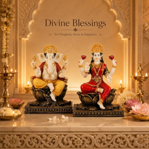 Image of ARMONIA Premium Lord Ganesha Idol 8 Inch | Handmade Ganesh Murti with Antique Finish | Polystone Ganpati Statue for Home Mandir, Pooja Room & Office Desk | Spiritual Gift for Wedding & Housewarming