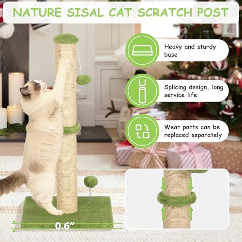 Poste rascador para gato de 22 pulgadas con cuerda de sisal natural miniatura 4