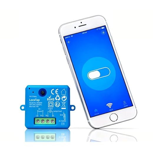 LoraTap Interruttore Smart WiFi, Modulo Controllo a Distanza con Telefono, Tuya Smart Life App per iOS e Android, Relè Wireless Compatibile con Alexa, 10A/2500W
