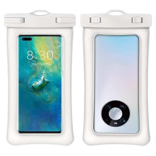 Waterproof Phone Pouch with Airbag Floating Design, IPX8 Universal Dry Bag for Smartphones Up to 6.9 Inches, Black, Touch Screen Compatible with Lanyard for Water Sports