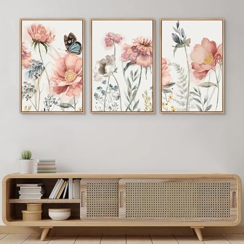 Peintures sur toile fleurs et papillons pour raviver un mur vide
