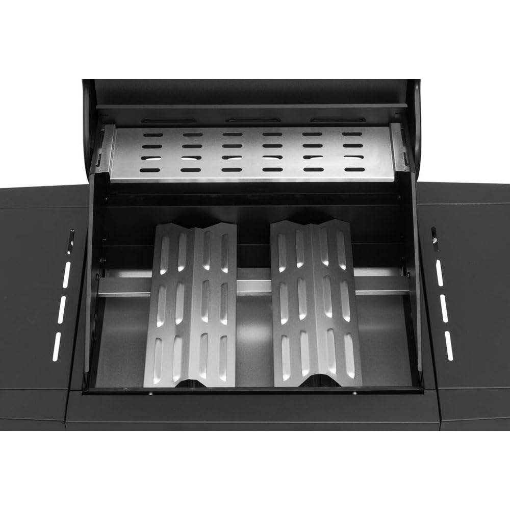 Barbecue a Gas Professionale Acciaio Inox 2 Fuochi con Termometro e Ruote Bloccabili