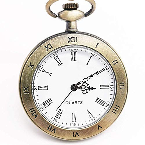 SHKUU Quarz Taschenuhr Retro Einfache Open Face Schwarz Bronze Pendent Halskette Kette Uhr Geschenk für Geburtstag Weihnachten Cover