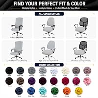 Water-resistant Stretchable Computer Chair Covers - Washable Rotating Backrest and Seat Protectors for Pets - Black — image 9