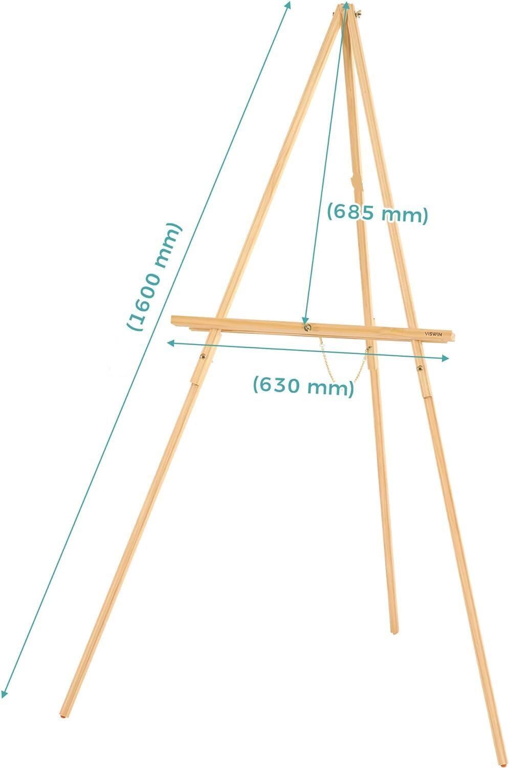 Cavalletto Pittura 160cm, Cavalletto Grande per Dipingere in Legno, Portatile con Treppiede, Regolabile Professionale, per Studio Artistico, Mostre, Matrimonio, Tableau, Quadro Disegno